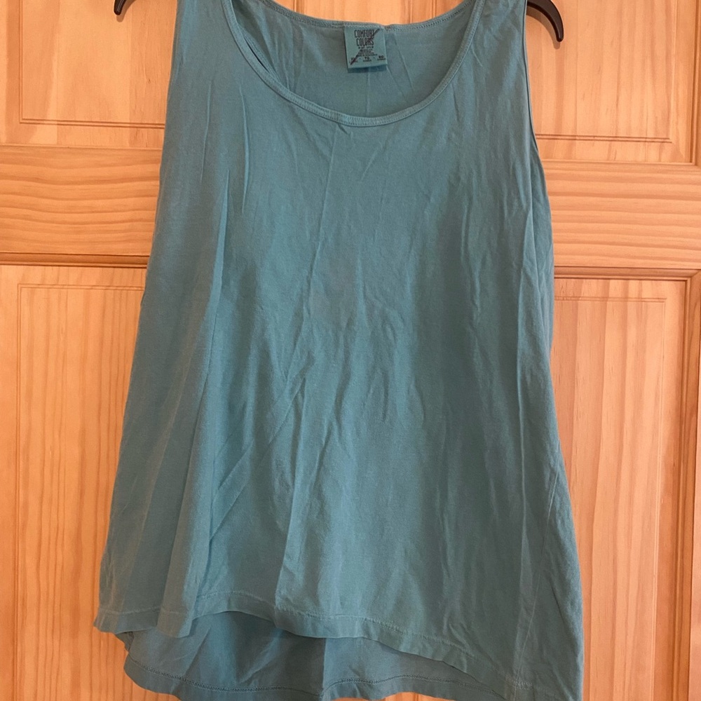 Comfort Colors Green Relaxed Asymmetrical Tank Top